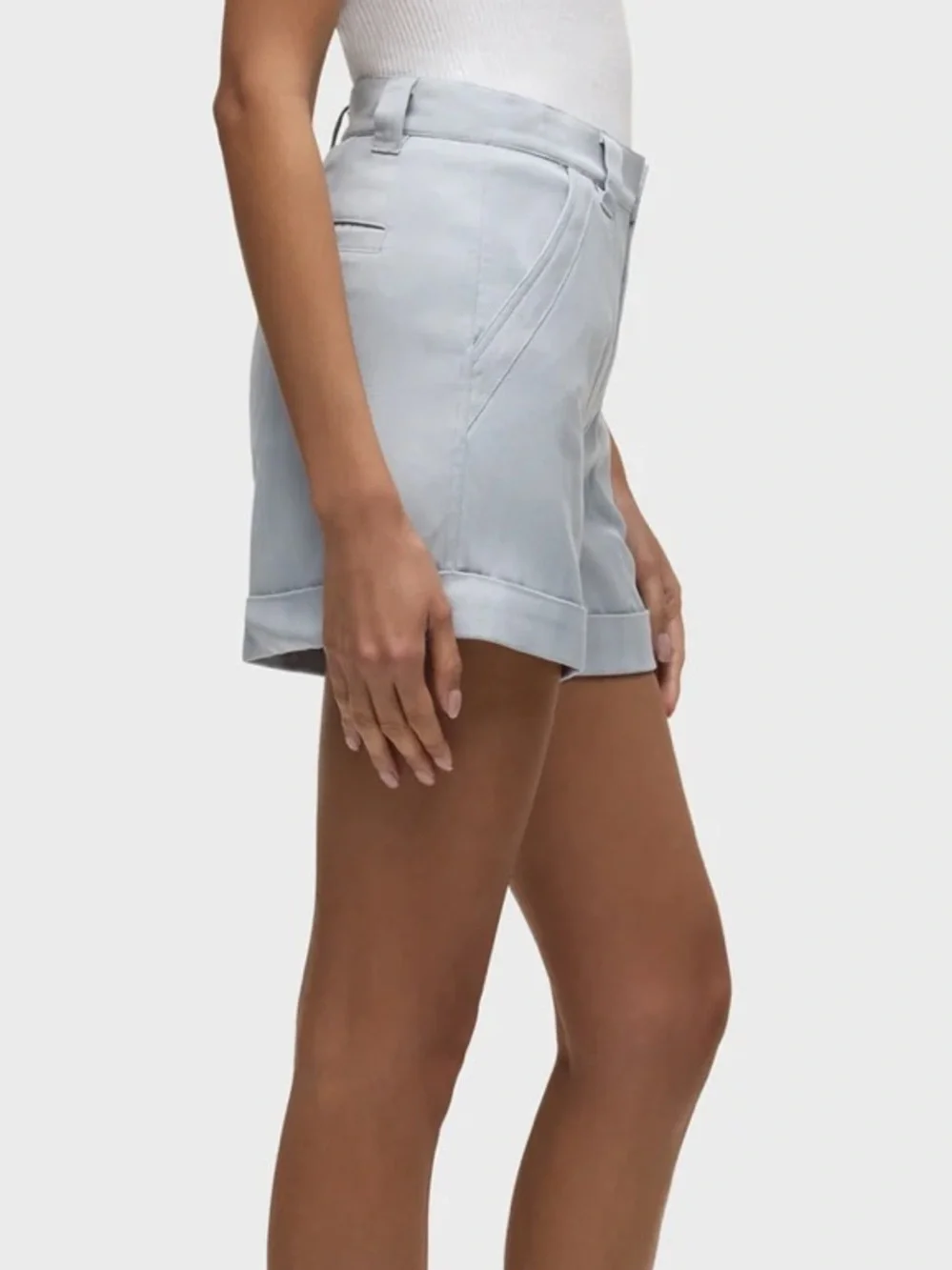 HUDSON Cuffed High Rise Light Blue Herringbone Trouser Shorts--NWT--31